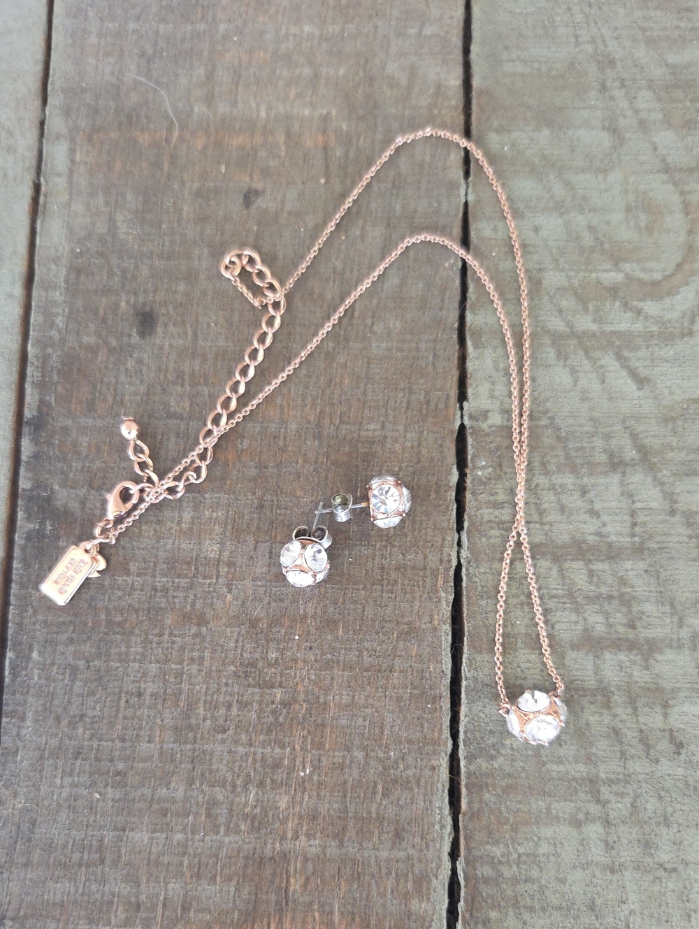 kate spade Rose Gold Tone Lady Marmalade Necklace and Stud Earrings Set